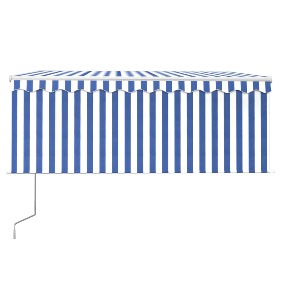Luifel Automatisch Uittrekbaar Met Rolgordijn 3X2,5 M 3 x 2.5 m Blauw en wit