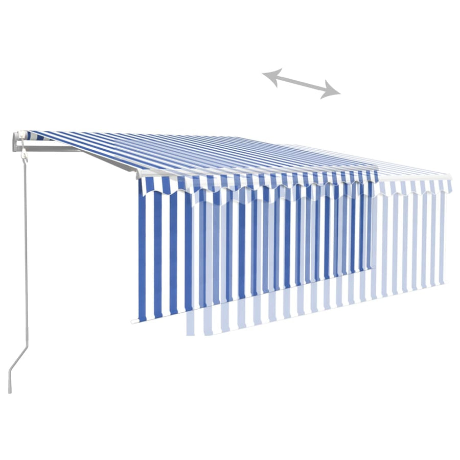 Luifel Automatisch Uittrekbaar Met Rolgordijn 3X2,5 M 3 x 2.5 m Blauw en wit