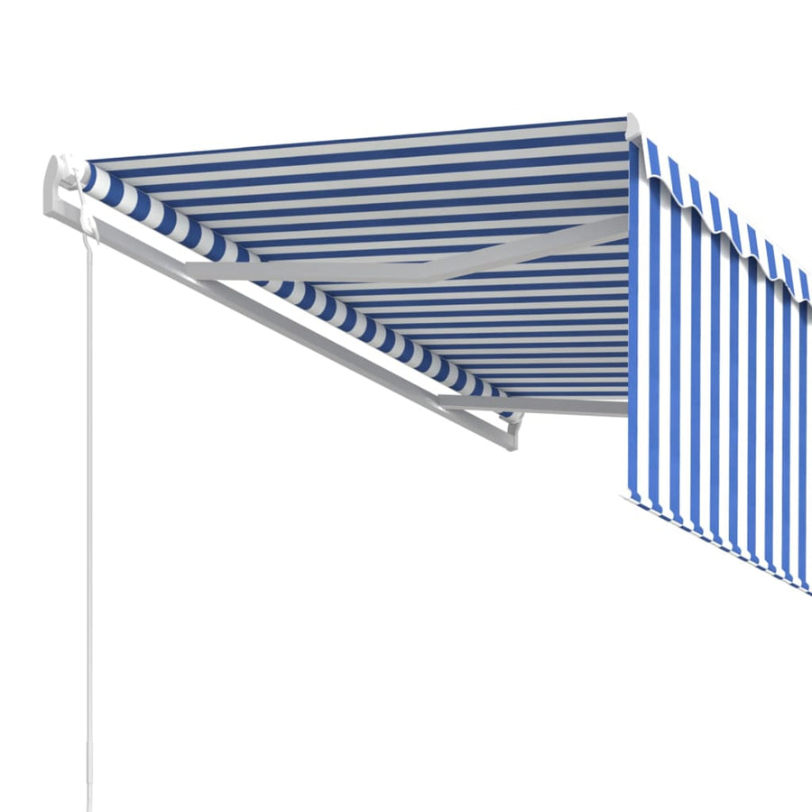 Luifel Automatisch Uittrekbaar Met Rolgordijn 3X2,5 M 3 x 2.5 m Blauw en wit