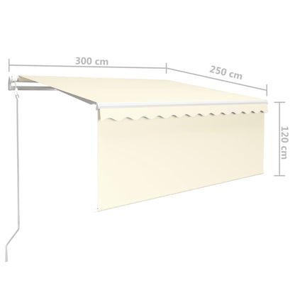 Luifel Automatisch Uittrekbaar Met Rolgordijn 3X2,5 M 3 x 2.5 m Crème