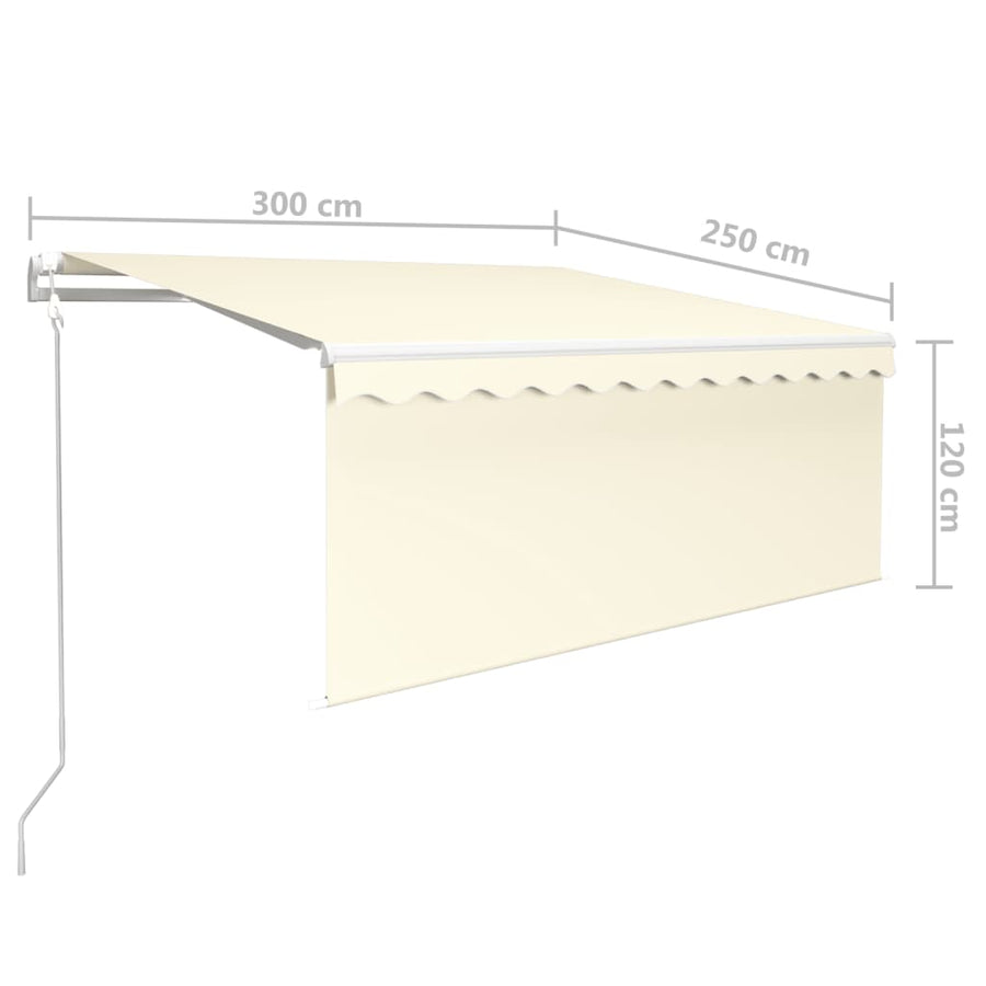 Luifel Automatisch Uittrekbaar Met Rolgordijn 3X2,5 M 3 x 2.5 m Crème