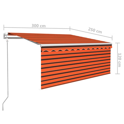 Luifel Automatisch Uittrekbaar Met Rolgordijn 3X2,5 M Oranje 3 x 2.5 m Multikleur