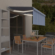 Luifel 3x2,5 m blauw wit met rolgordijn en led