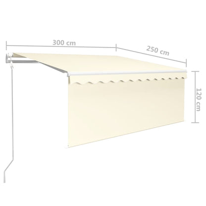 Luifel Automatisch Met Gordijn, Led En Windsensor 3X2,5 M 3 x 2.5 m Crème