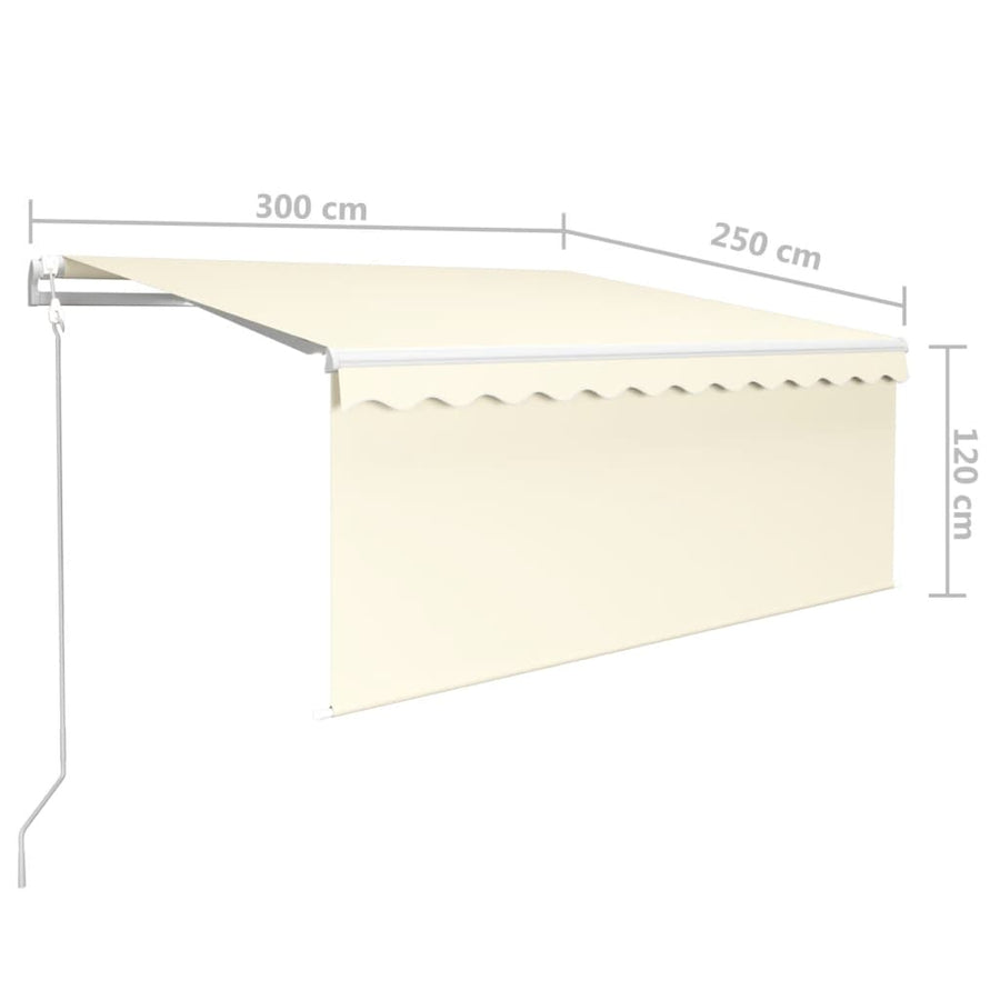 Luifel Automatisch Met Gordijn, Led En Windsensor 3X2,5 M 3 x 2.5 m Crème