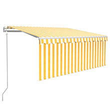Luifel Automatisch Met Gordijn Led Windsensor 3X2,5 M 3 x 2.5 m Geel en wit