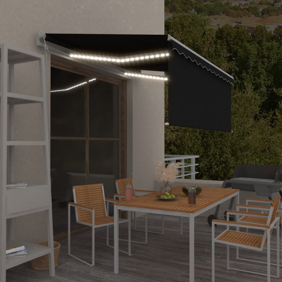 Luifel Automatisch Met Gordijn Led Windsensor 3X2,5 M 3 x 2.5 m Antraciet