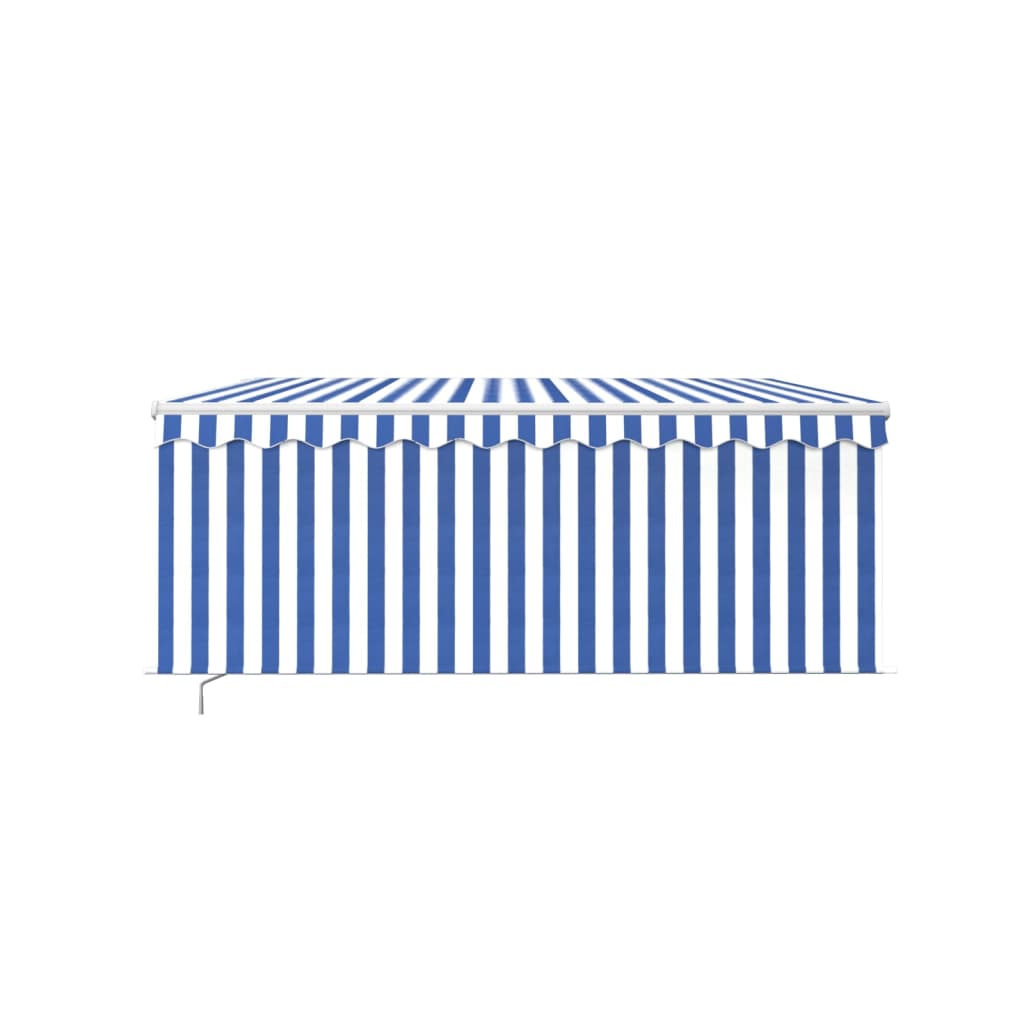 Luifel Handmatig Uittrekbaar Met Rolgordijn 3,5X2,5 M Blauw Wit 3.5 x 2.5 m Blauw en wit