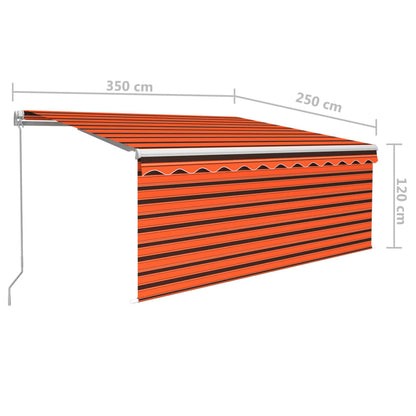 Luifel Handmatig Uittrekbaar Rolgordijn 3,5X2,5 M Oranje Bruin 3.5 x 2.5 m Multikleur