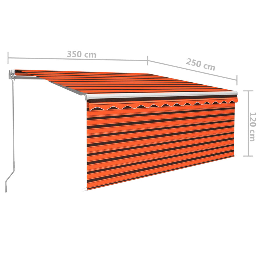 Luifel Handmatig Uittrekbaar Rolgordijn 3,5X2,5 M Oranje Bruin 3.5 x 2.5 m Multikleur