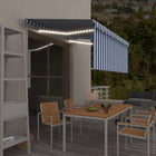 Luifel 3,5x2,5 m rolgordijn LED blauw wit