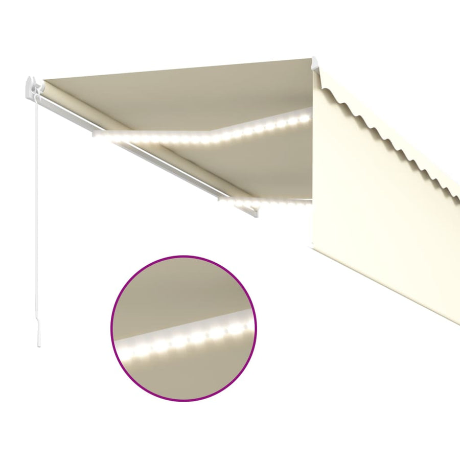 Luifel Handmatig Uittrekbaar Rolgordijn En Led 3,5X2,5 M 3.5 x 2.5 m Crème