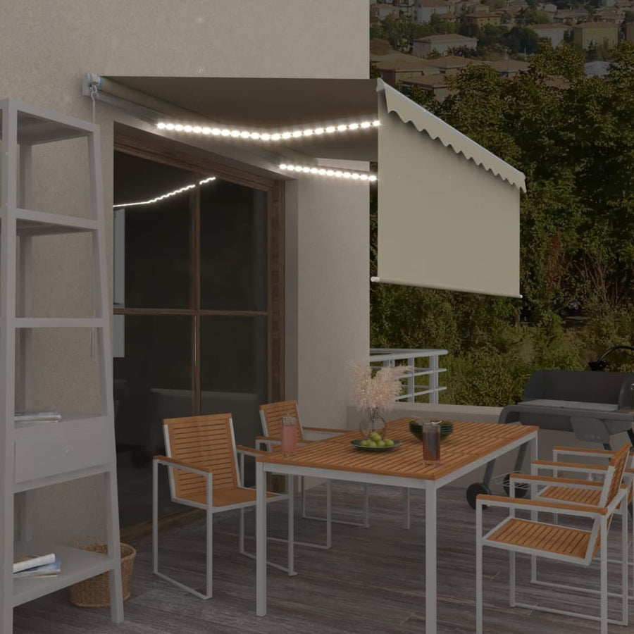 Luifel Handmatig Uittrekbaar Rolgordijn En Led 3,5X2,5 M 3.5 x 2.5 m Crème