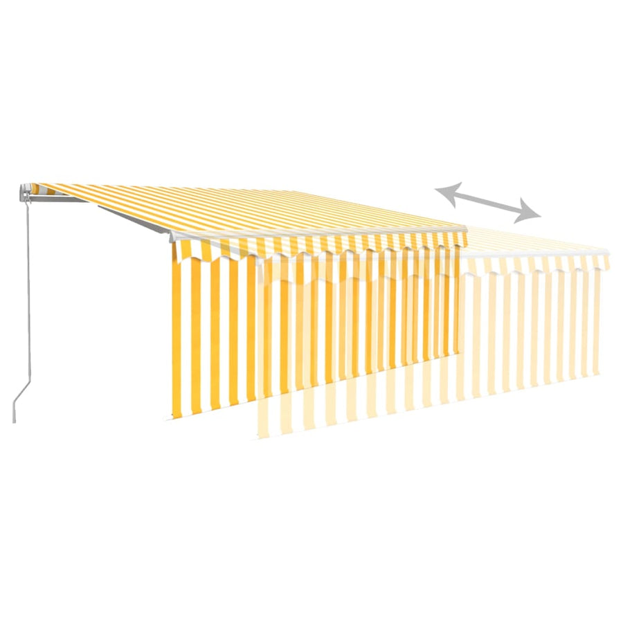 Luifel Handmatig Uittrekbaar Rolgordijn Led 3,5X2,5 M Geel Wit 3.5 x 2.5 m Geel en wit