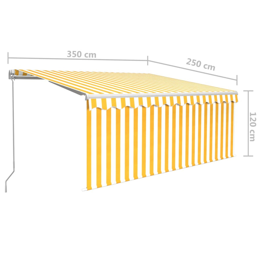 Luifel Handmatig Uittrekbaar Rolgordijn Led 3,5X2,5 M Geel Wit 3.5 x 2.5 m Geel en wit
