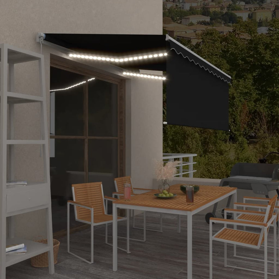 Luifel Handmatig Uittrekbaar Rolgordijn Led 3,5X2,5 M Antraciet 3.5 x 2.5 m