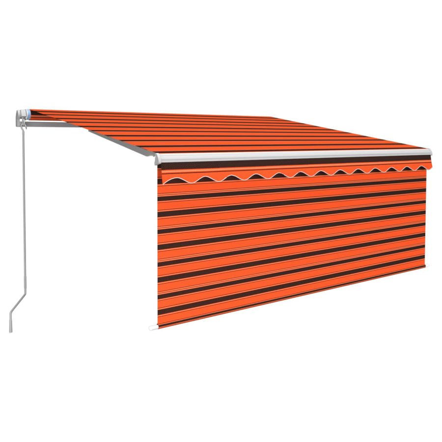 Luifel Handmatig Uittrekbaar Gordijn Led 3,5X2,5 M Oranje Bruin 3.5 x 2.5 m Multikleur