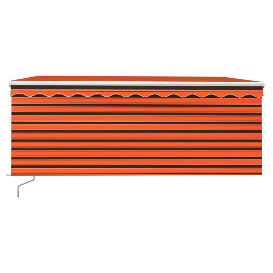 Luifel Handmatig Uittrekbaar Gordijn Led 3,5X2,5 M Oranje Bruin 3.5 x 2.5 m Multikleur