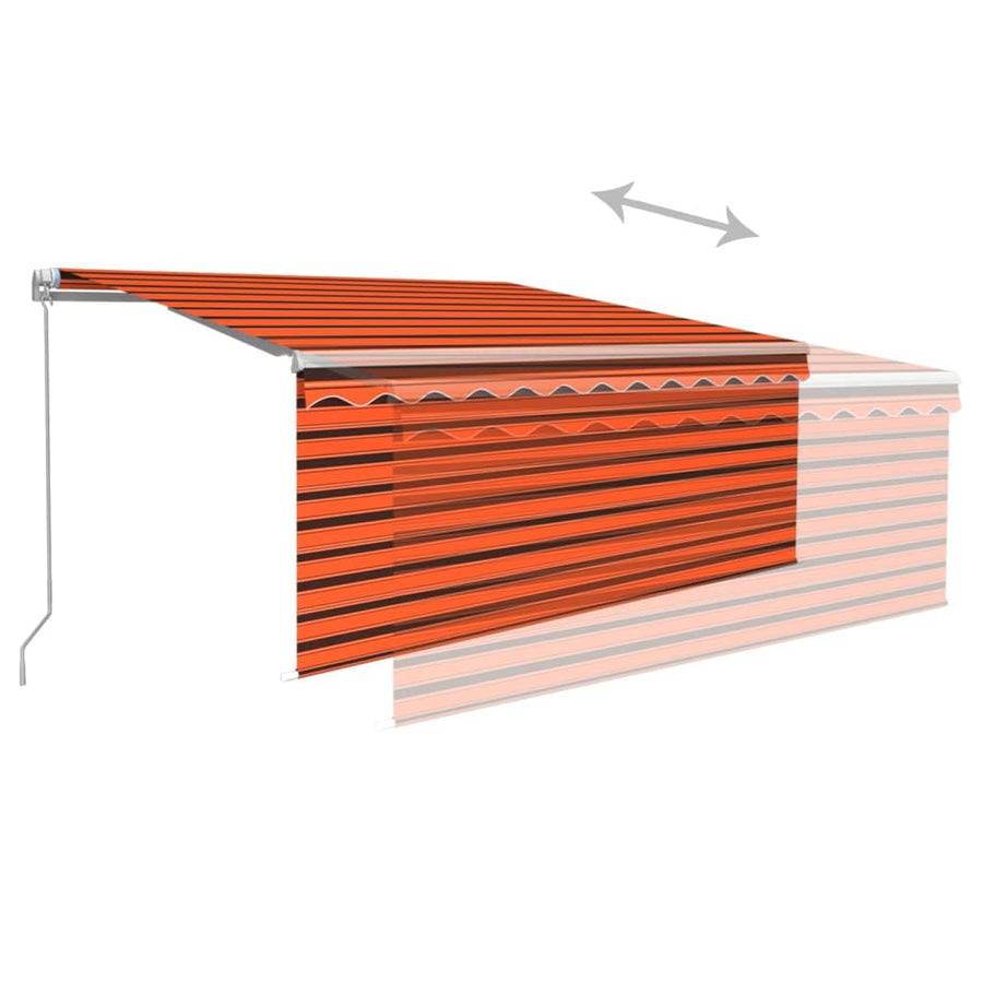 Luifel Handmatig Uittrekbaar Gordijn Led 3,5X2,5 M Oranje Bruin 3.5 x 2.5 m Multikleur