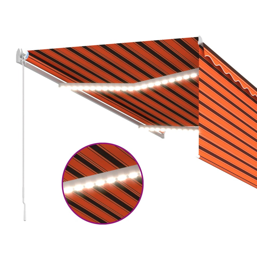 Luifel Handmatig Uittrekbaar Gordijn Led 3,5X2,5 M Oranje Bruin 3.5 x 2.5 m Multikleur