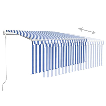 Luifel Automatisch Uittrekbaar Rolgordijn 3,5X2,5 M Blauw Wit 3.5 x 2.5 m Blauw en wit