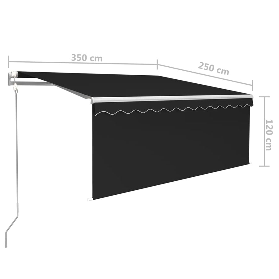 Luifel Automatisch Uittrekbaar Rolgordijn 3,5X2,5 M Antraciet 3.5 x 2.5 m