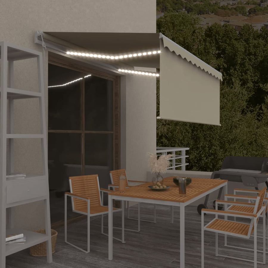 Luifel Automatisch Rolgordijn Led Windsensor 3,5X2,5 M 3.5 x 2.5 m Crème