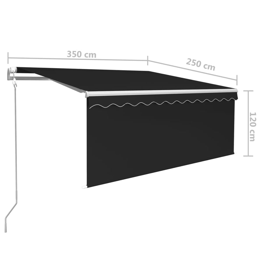 Luifel Met Rolgordijn, Led En Windsensor 3,5X2,5 M 3.5 x 2.5 m Antraciet