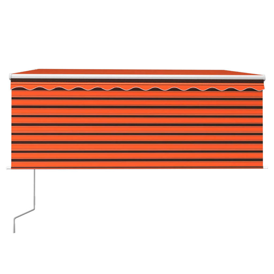 Luifel Met Rolgordijn, Led En Windsensor 3,5X2,5 M Oranje Bruin 3.5 x 2.5 m Multikleur