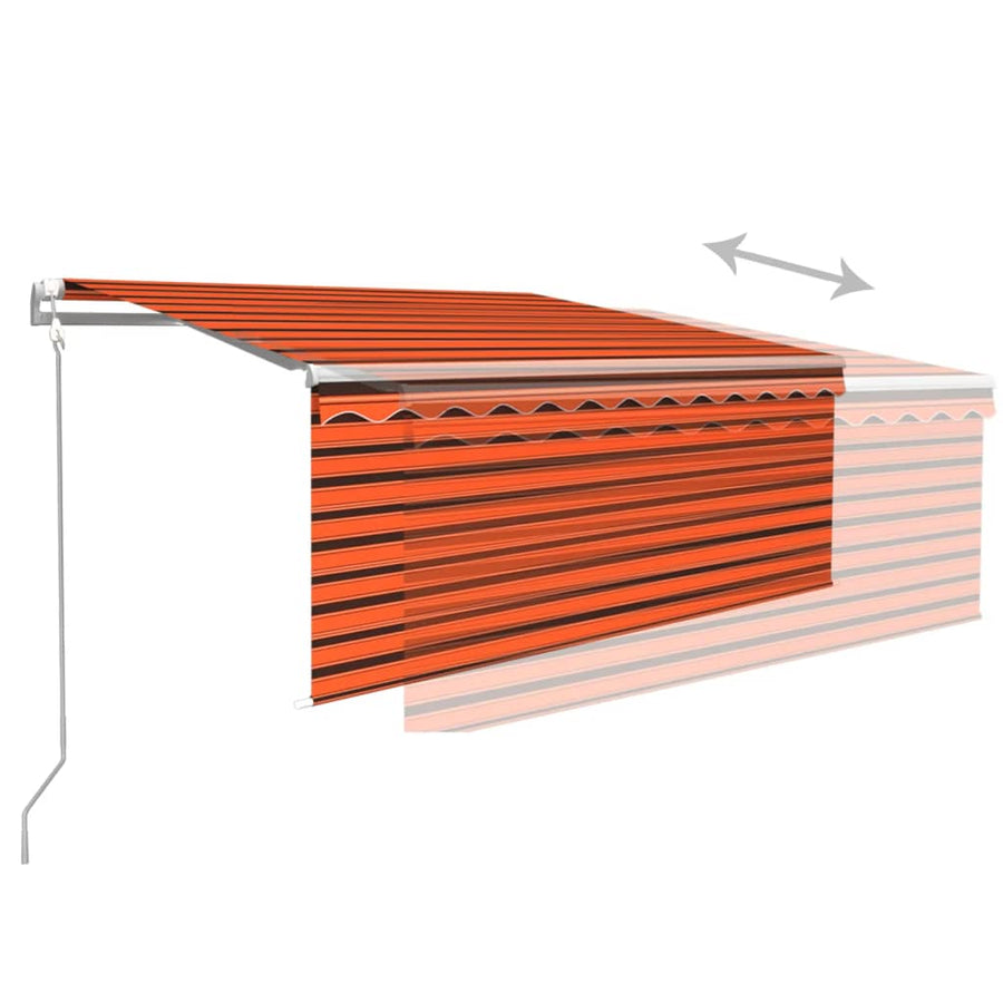 Luifel Met Rolgordijn, Led En Windsensor 3,5X2,5 M Oranje Bruin 3.5 x 2.5 m Multikleur