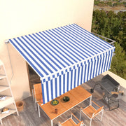 Luifel 400x300 cm blauw wit handmatig uittrekbaar