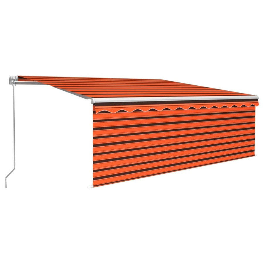 Luifel Handmatig Uittrekbaar Met Rolgordijn Oranje Bruin 4 x 3 m Multikleur