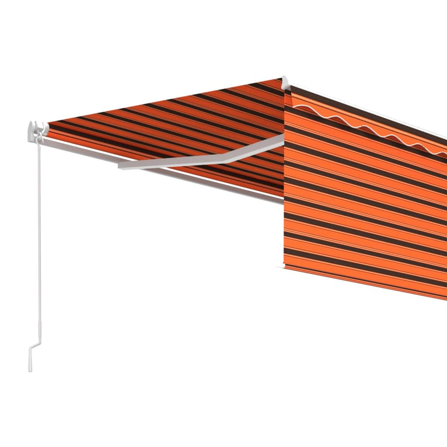 Luifel Handmatig Uittrekbaar Met Rolgordijn Oranje Bruin 4 x 3 m Multikleur