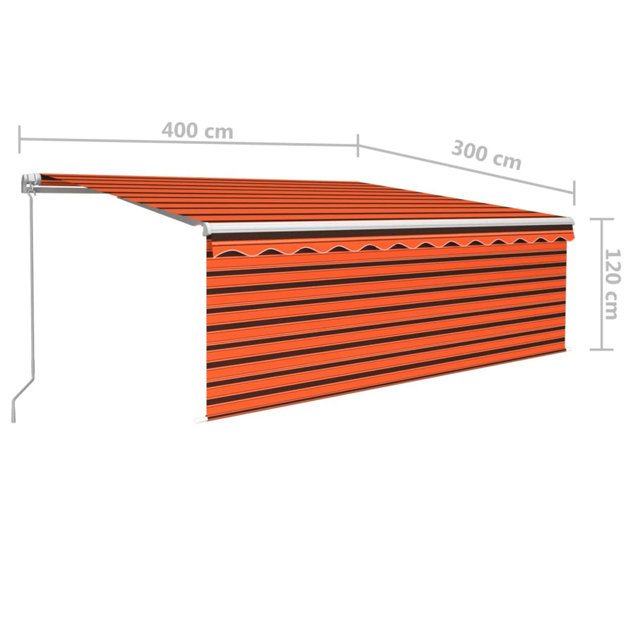 Luifel Handmatig Uittrekbaar Met Rolgordijn Oranje Bruin 4 x 3 m Multikleur