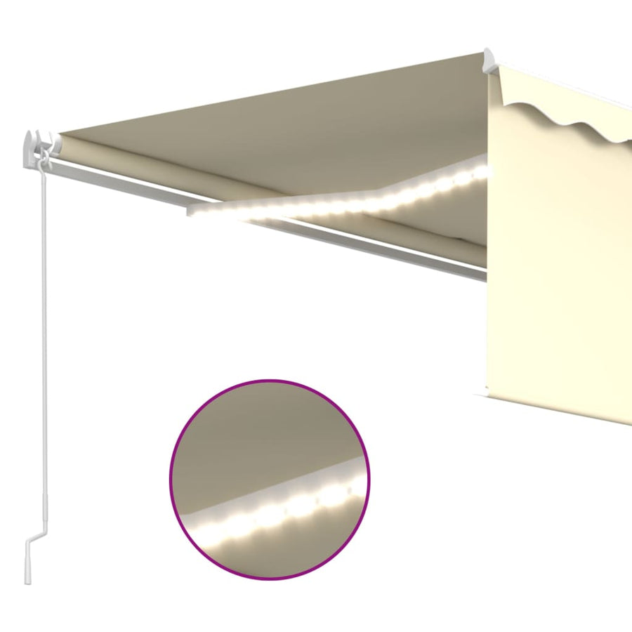 Luifel Handmatig Uittrekbaar Met Rolgordijn En Led 4 x 3 m Crème
