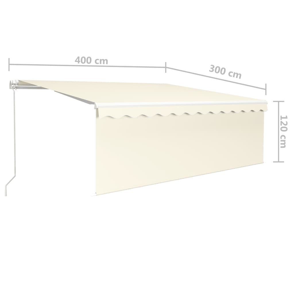 Luifel Handmatig Uittrekbaar Met Rolgordijn En Led 4 x 3 m Crème