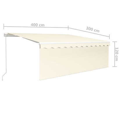 Luifel Handmatig Uittrekbaar Met Rolgordijn En Led 4 x 3 m Crème