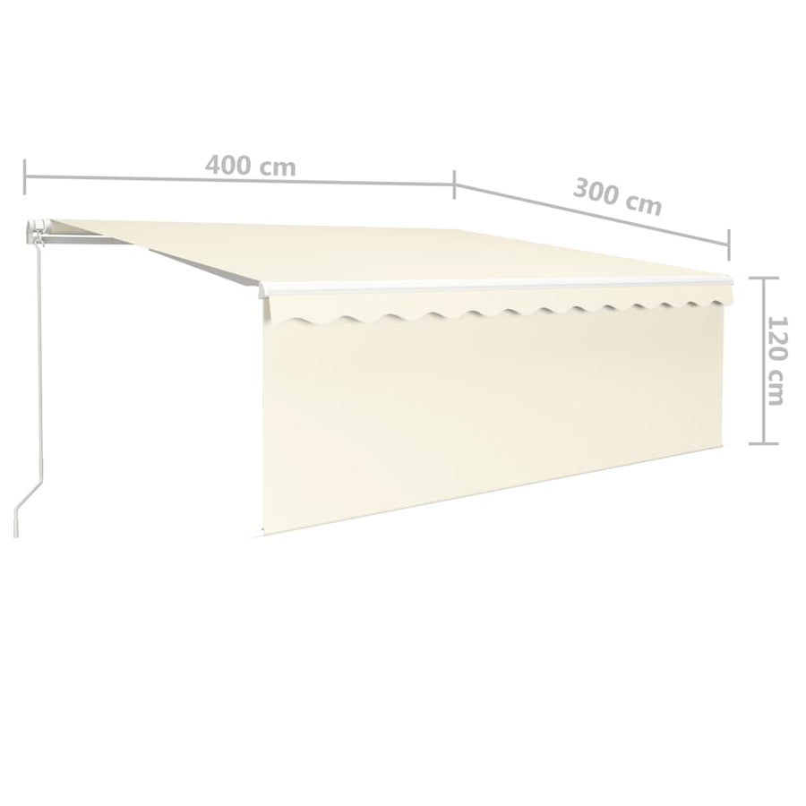 Luifel Handmatig Uittrekbaar Met Rolgordijn En Led 4 x 3 m Crème