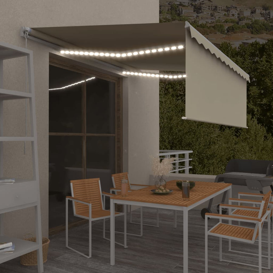 Luifel Handmatig Uittrekbaar Met Rolgordijn En Led 4 x 3 m Crème