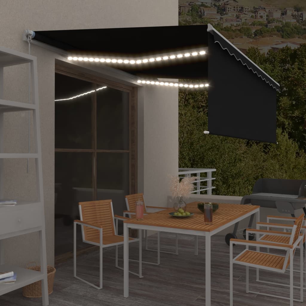Luifel Handmatig Uittrekbaar Met Rolgordijn Led 3X2,5 M