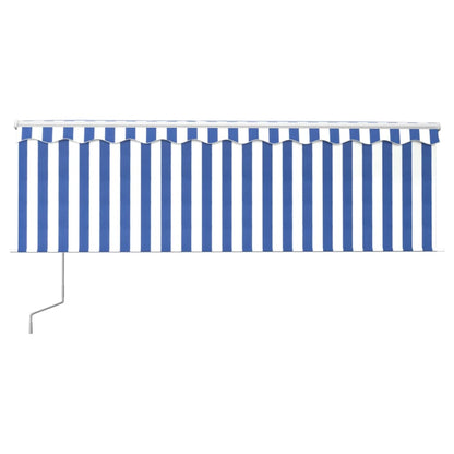 Luifel Automatisch Uittrekbaar Met Rolgordijn 4 x 3 m Blauw en wit