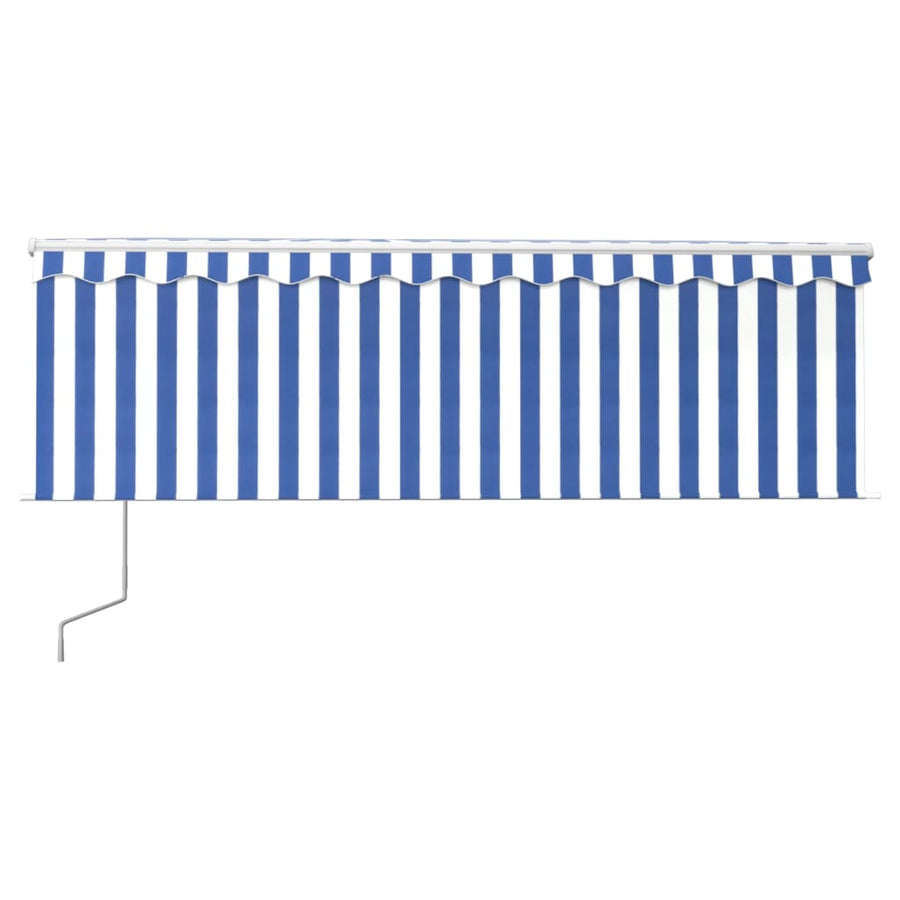 Luifel Automatisch Uittrekbaar Met Rolgordijn 4 x 3 m Blauw en wit