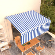 Luifel 4x3 m blauw wit met rolgordijn