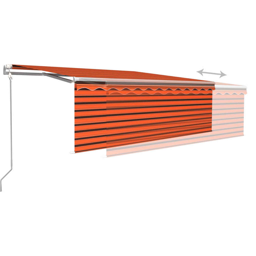 Luifel Automatisch Uittrekbaar Rolgordijn Oranje Bruin 4 x 3 m Multikleur