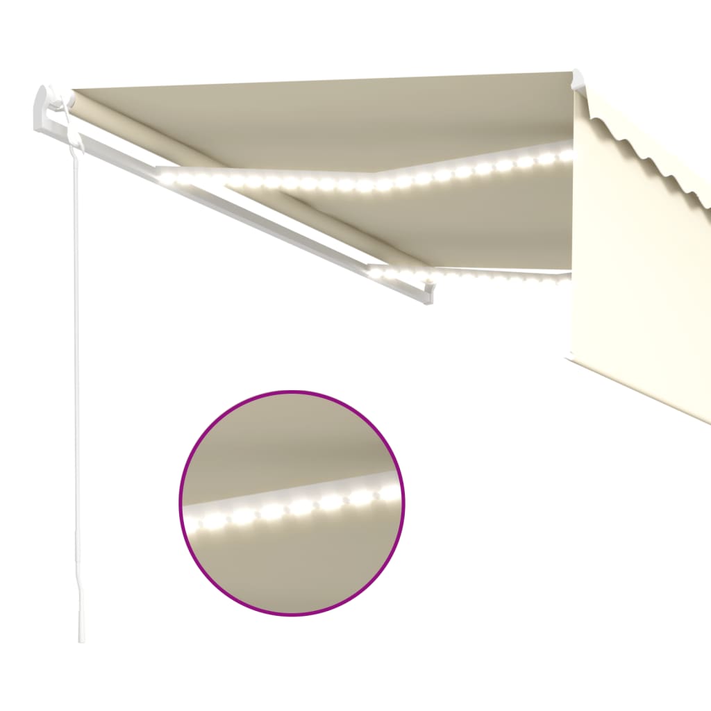 Luifel Automatisch Met Rolgordijn, Led En Windsensor 4X3M 4 x 3 m Crème