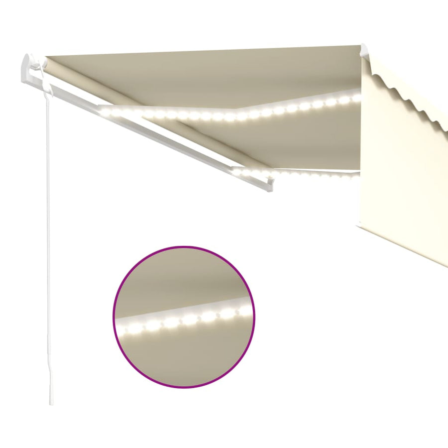 Luifel Automatisch Met Rolgordijn, Led En Windsensor 4X3M 4 x 3 m Crème