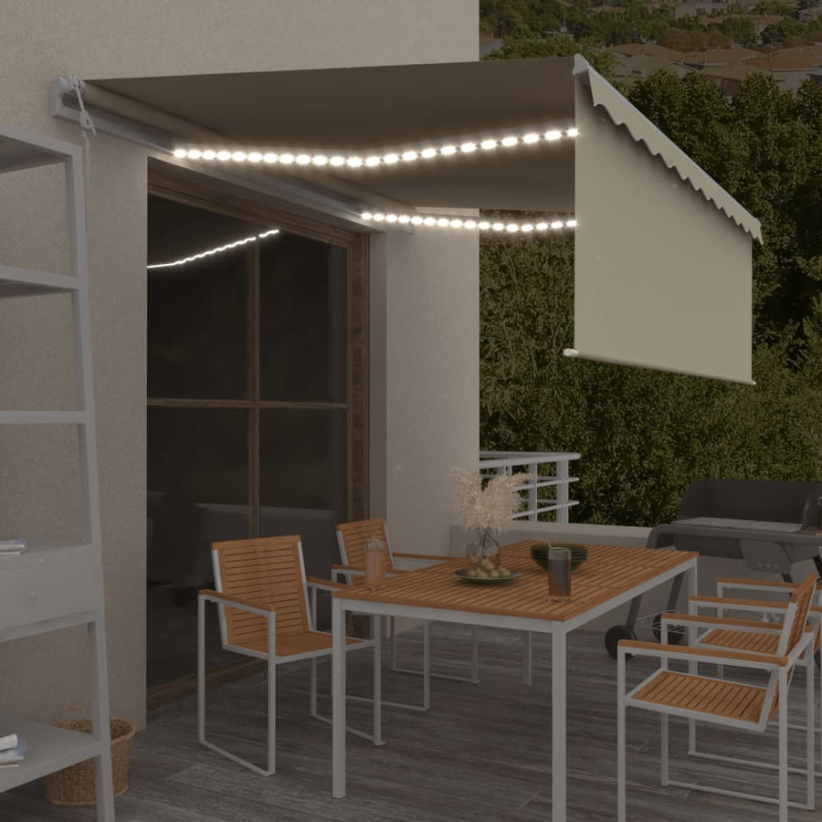 Luifel Automatisch Met Rolgordijn, Led En Windsensor 4X3M 4 x 3 m Crème