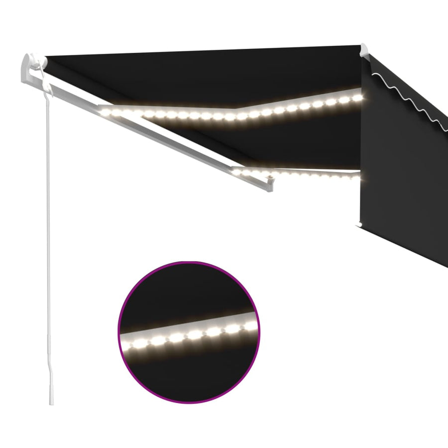 Luifel Met Rolgordijn, Led En Windsensor 4X3 M Antracietkleurig 4 x 3 m