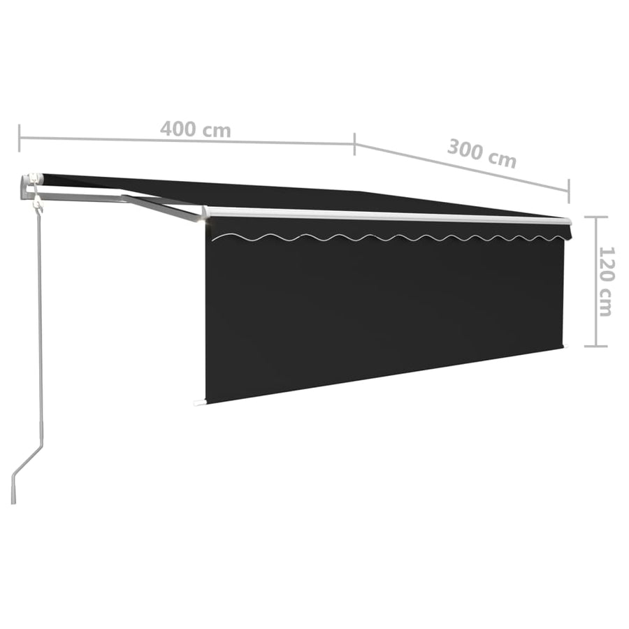 Luifel Met Rolgordijn, Led En Windsensor 4X3 M Antracietkleurig 4 x 3 m
