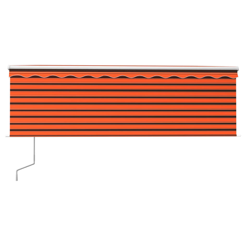 Luifel Met Rolgordijn, Led En Windsensor Oranje En Bruin 4 x 3 m Multikleur